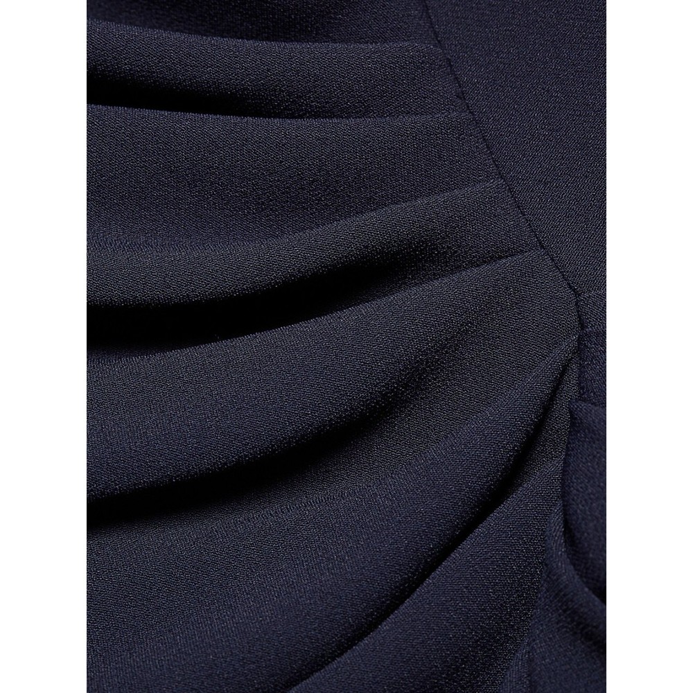 Jonathan Simkhai Crepe Ruffle Dress 4 Midnight Blue Boatneck Bell Sleeves $595 - Picture 6 of 7